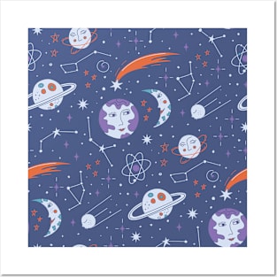 Pattern with astronomy symbols Posters and Art